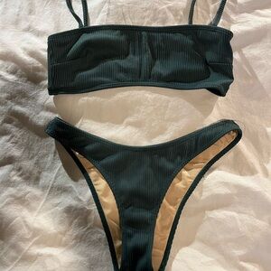 Mollusk Dark Green Ribbed Bikini Set